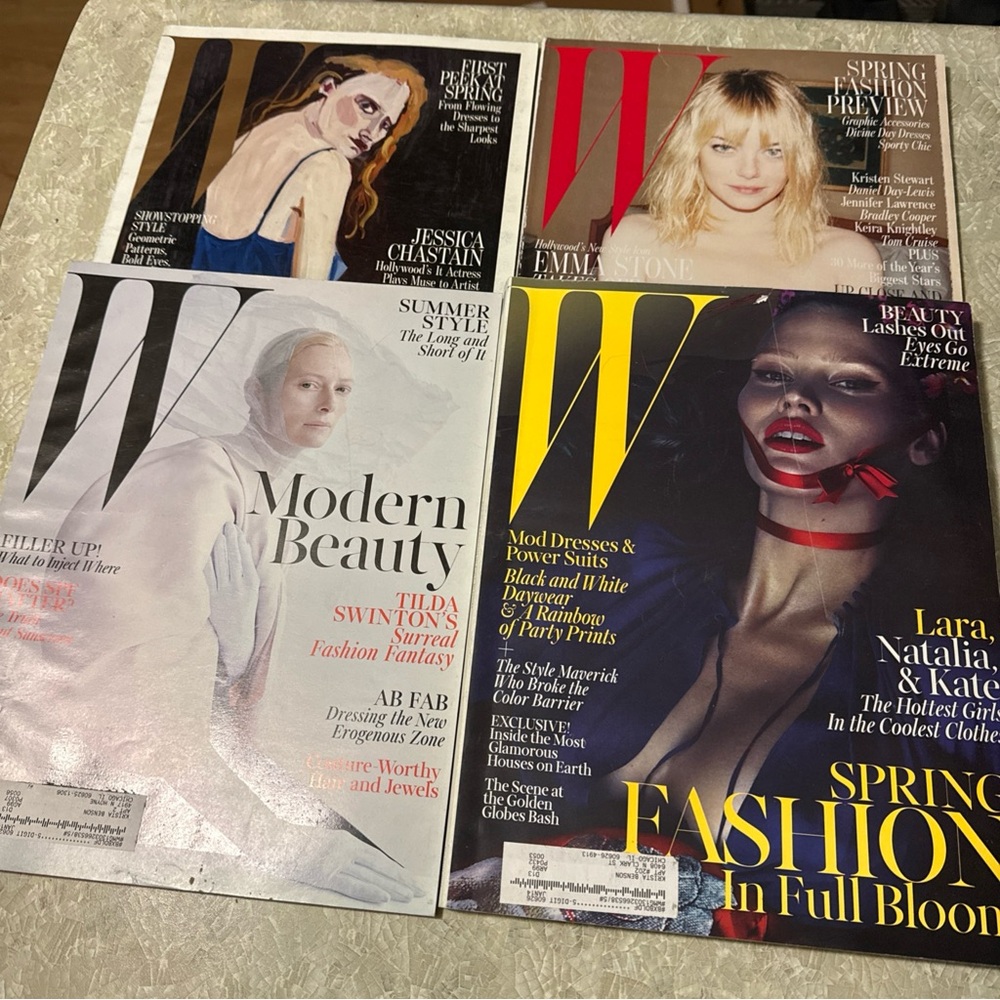 Lot 4 W Magazine 2013 Cover Jessica Chastain, Emma Stone, Natalia, Tilda Swinton